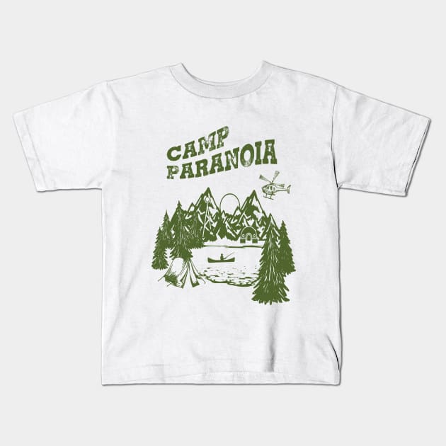 Camp PARANOIA - Black Helicopter Edition! Kids T-Shirt by orphillips